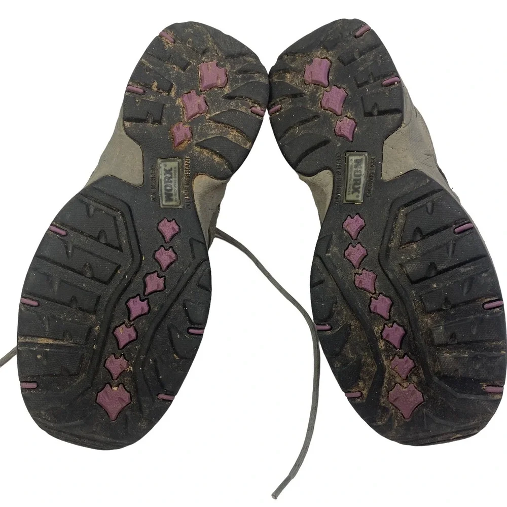 WORX Women Steel Toe Shoes Size 7 Gray Purple Red‎ Work Hiking Sneakers